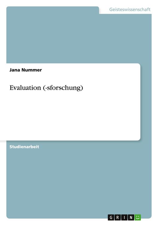 Produktbild: Evaluation (-sforschung)