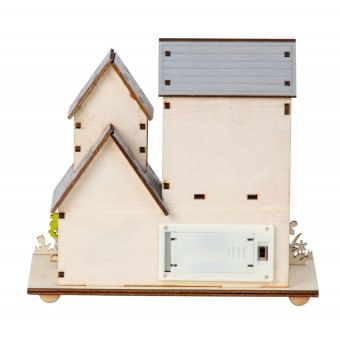 Produktbild: Holz Osterhaus h=17cm b=18cm mit LED Licht