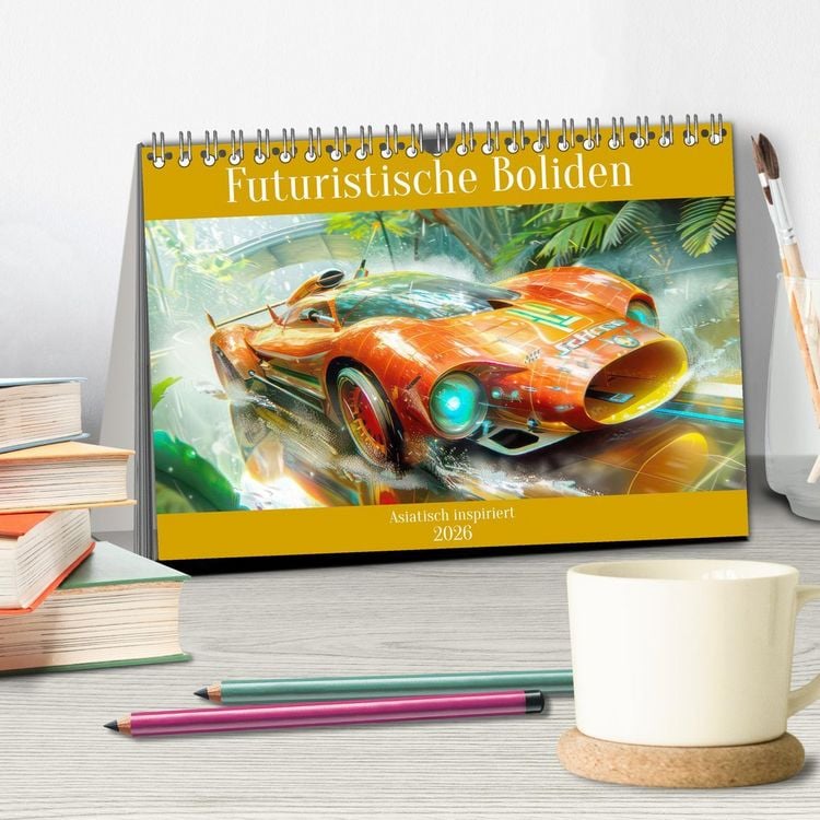 Produktbild: Futuristische Boliden - Asiatisch inspiriert (Tischkalender 2026 DIN A5 quer), CALVENDO Monatskalender