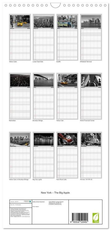 Produktbild: Familienplaner 2026 - New York &ndash; The Big Apple mit 5 Spalten (Wandkalender, 21 x 45 cm) CALVENDO