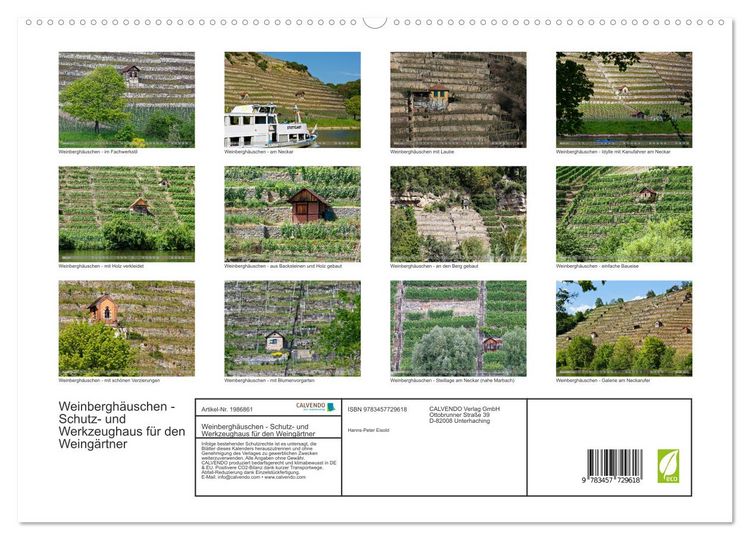 Produktbild: Weinbergh&auml;uschen - Schutz- und Werkzeughaus f&uuml;r den Weing&auml;rtner (hochwertiger Premium Wandkalender 2026 DIN A2 quer), Kunstdruck in Hochglanz