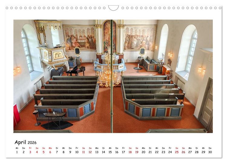 Produktbild: Schwedische Kirchen auf dem St.Olavsweg (Wandkalender 2026 DIN A3 quer), CALVENDO Monatskalender