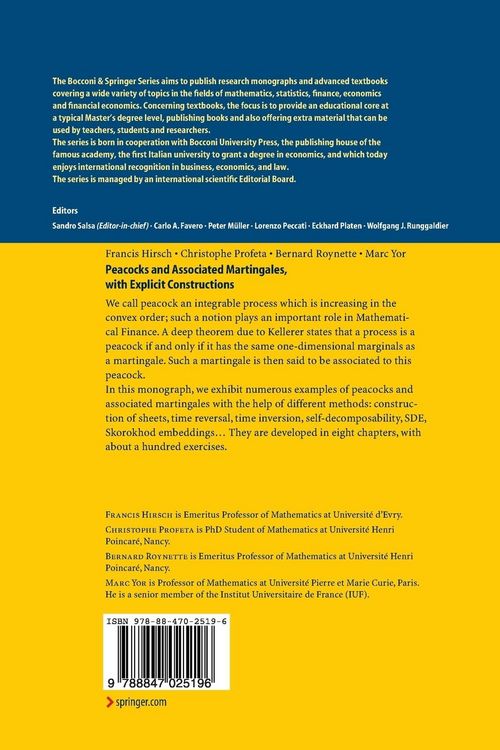 Produktbild: Peacocks and Associated Martingales, with Explicit Constructions