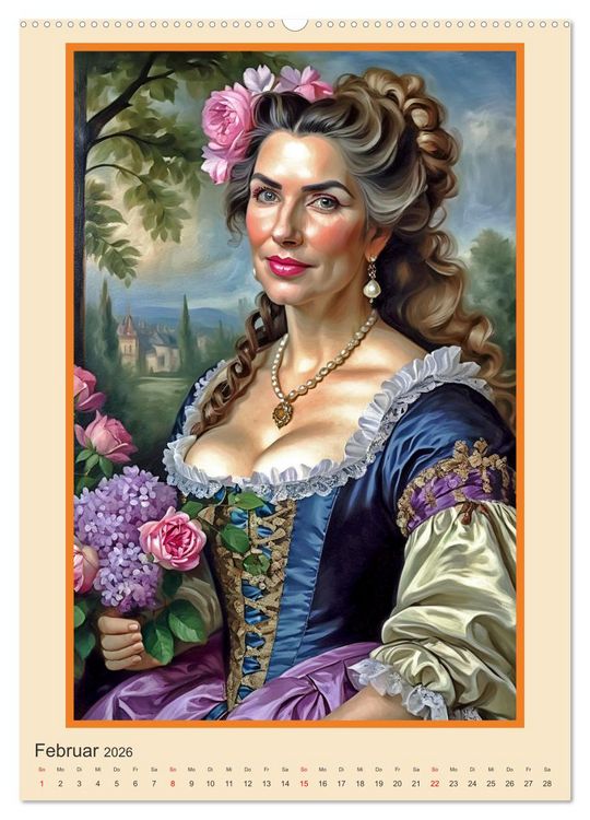 Produktbild: Portr&auml;tgalerie, Frauen in Barockkost&uuml;men (Wandkalender 2026 DIN A2 hoch), CALVENDO Monatskalender
