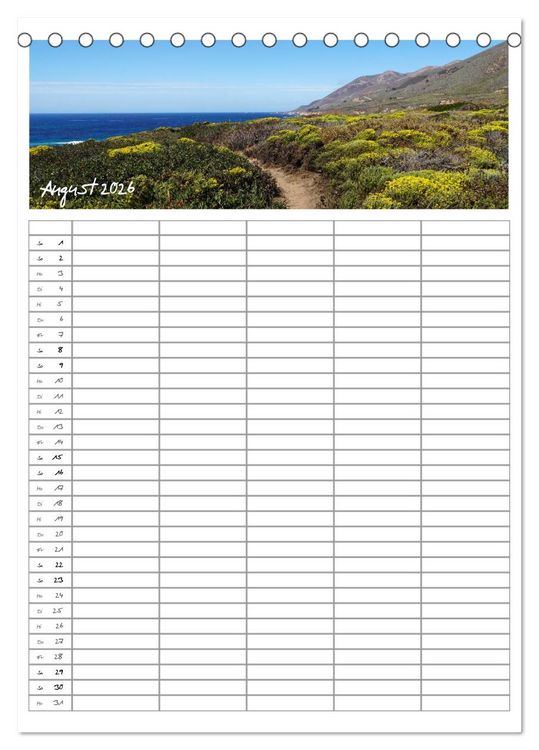 Produktbild: Kalifornien - Familienplaner 2026 (Tischkalender 2026 DIN A5 hoch), CALVENDO Monatskalender