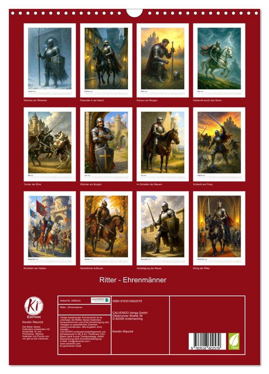 Produktbild: Ritter - Ehrenm&auml;nner (Wandkalender 2026 DIN A3 hoch), CALVENDO Monatskalender