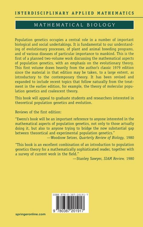 Produktbild: Mathematical Population Genetics 1