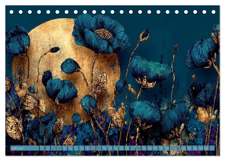 Produktbild: T&uuml;rkis trifft Gold (Tischkalender 2027 DIN A5 quer), CALVENDO Monatskalender