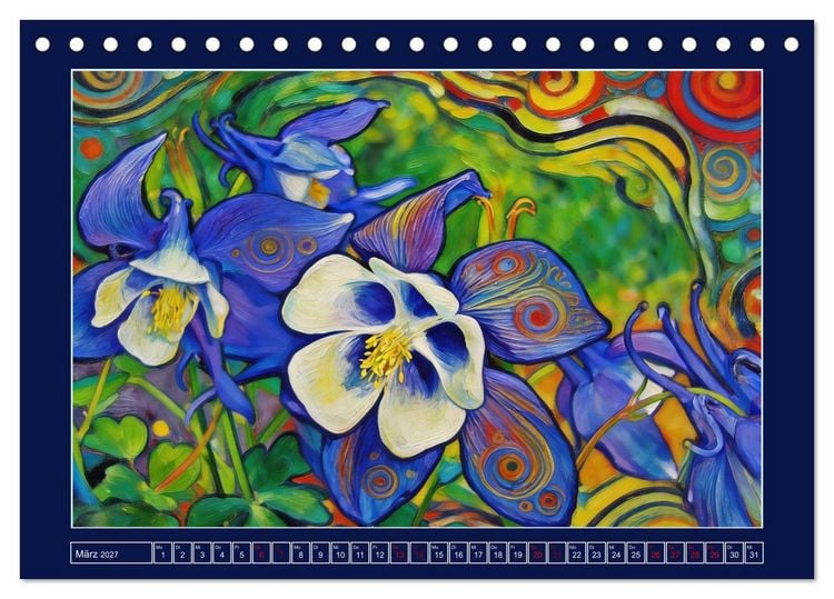 Produktbild: Bl&uuml;ten im verspielten Jugendstil (Tischkalender 2027 DIN A5 quer), CALVENDO Monatskalender