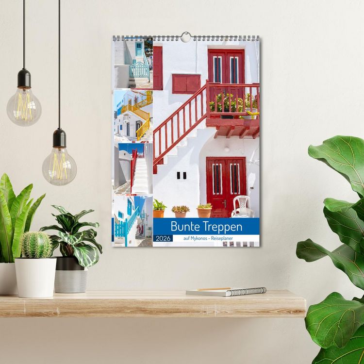 Produktbild: Bunte Treppen auf Mykonos - Reiseplaner (Wandkalender 2026 DIN A3 hoch), CALVENDO Monatskalender
