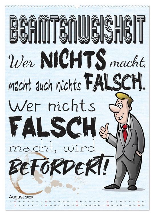 Produktbild: Beamten-Spr&uuml;che (Wandkalender 2026 DIN A2 hoch), CALVENDO Monatskalender