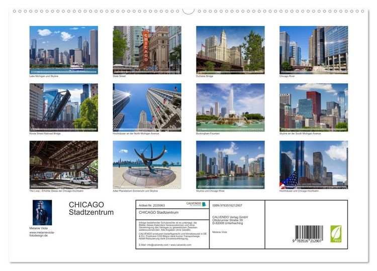 Produktbild: CHICAGO Stadtzentrum (hochwertiger Premium Wandkalender 2026 DIN A2 quer), Kunstdruck in Hochglanz