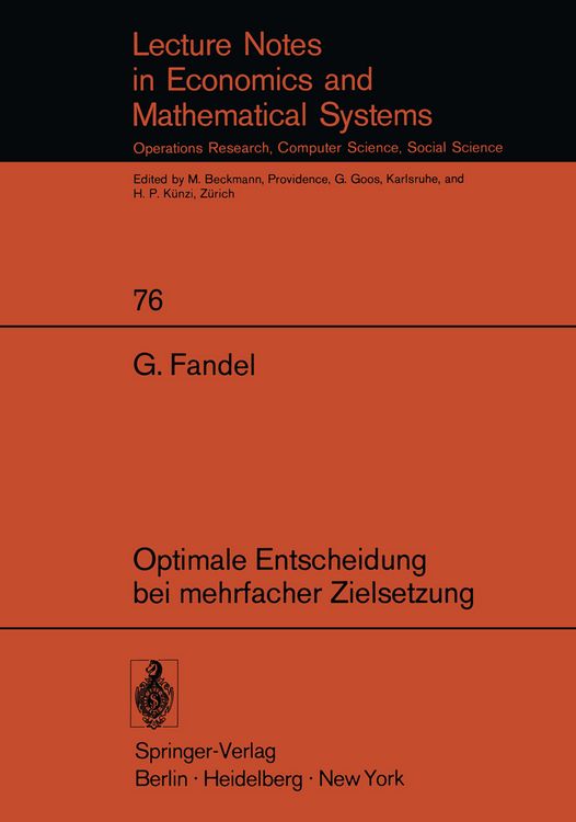 Produktbild: Optimale Entscheidung bei mehrfacher Zielsetzung