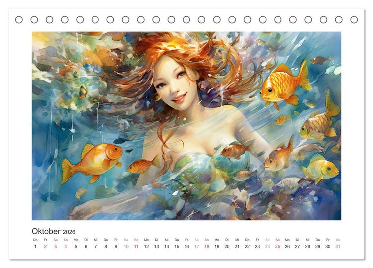 Produktbild: Liebliche Meerjungfrauen (Tischkalender 2026 DIN A5 quer), CALVENDO Monatskalender
