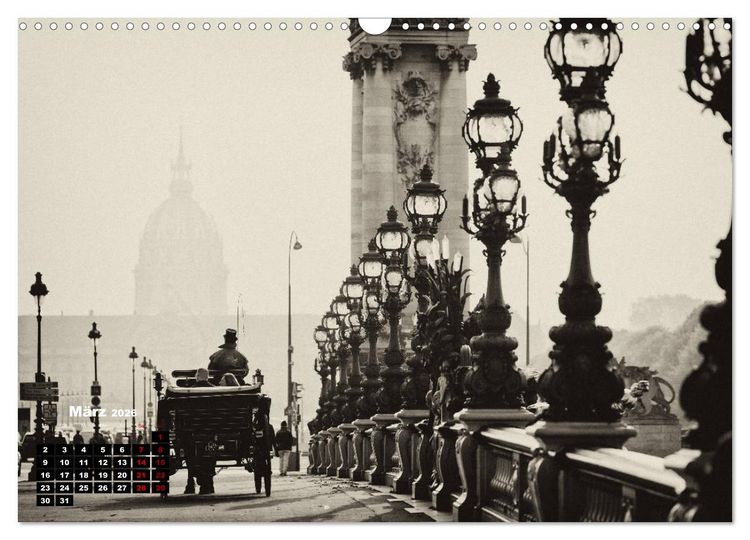 Produktbild: Paris-Impressionen in Schwarz-Wei&szlig; (Wandkalender 2026 DIN A3 quer), CALVENDO Monatskalender