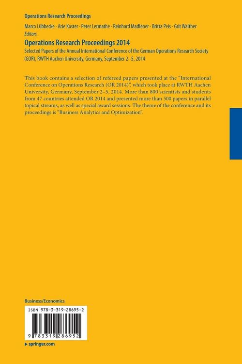 Produktbild: Operations Research Proceedings 2014