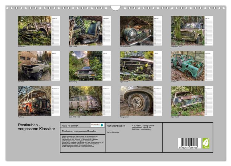 Produktbild: Rostlauben - vergessene Klassiker (Wandkalender 2026 DIN A3 quer), CALVENDO Monatskalender