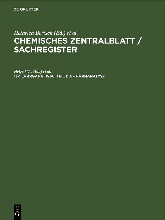 Produktbild: 1966, Teil I: A - Harnanalyse
