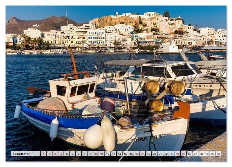 Produktbild: Die Insel Naxos - Ein Traum in blau und wei&szlig; (hochwertiger Premium Wandkalender 2026 DIN A2 quer), Kunstdruck in Hochglanz