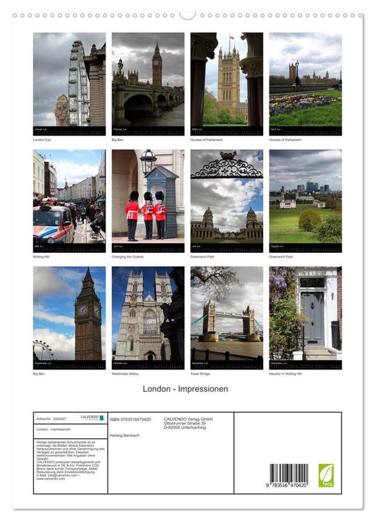 Produktbild: London - Impressionen (hochwertiger Premium Wandkalender 2026 DIN A2 hoch), Kunstdruck in Hochglanz