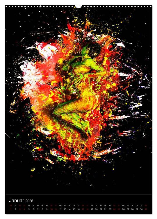Produktbild: Farbakte - Action Paintings (Wandkalender 2026 DIN A2 hoch), CALVENDO Monatskalender