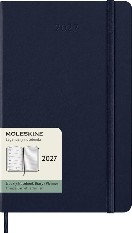 Produktbild: Moleskine 12 Monate Wochen Notizkalender 2027, Large/A5, 1 Wo = 1 Seite, rechts linierte Seite, Fester Einband, Saphir