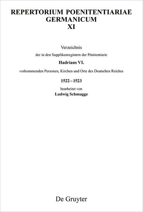 Produktbild: Verzeichnis der in den Supplikenregistern der P&ouml;nitentiarie Hadrians VI. vorkommenden Personen, Kirchen und Orte des Deutschen Reiches 1522-1523