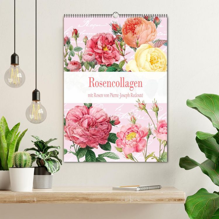 Produktbild: Rosencollagen mit Rosen von Pierre-Joseph Redout&eacute; (Wandkalender 2026 DIN A2 hoch), CALVENDO Monatskalender