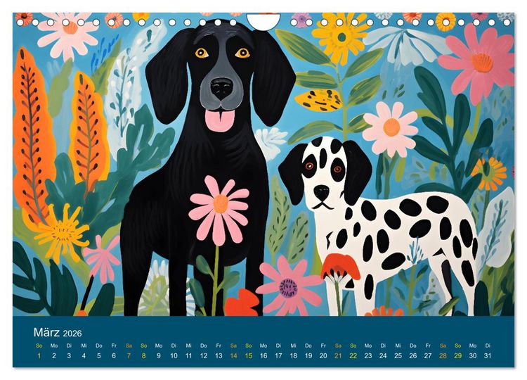 Produktbild: Hunde Kunstwerke - Hunde im Stil des Fauvismus k&uuml;nstlerisch gestaltet (Wandkalender 2026 DIN A4 quer), CALVENDO Monatskalender
