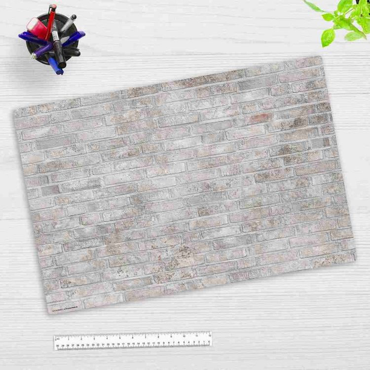 Produktbild: Cover-your-desk Schreibtischunterlage f&uuml;r Kinder und Erwachsene wei&szlig;e Ziegelsteine, aus hochwertigem Vinyl, 60 x 40 cm
