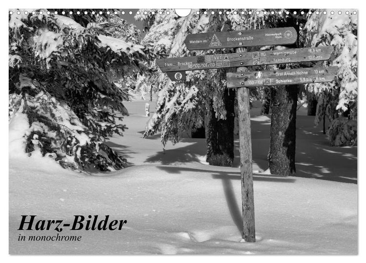 Produktbild: Harz-Bilder in monochrome (Wandkalender 2026 DIN A3 quer), CALVENDO Monatskalender