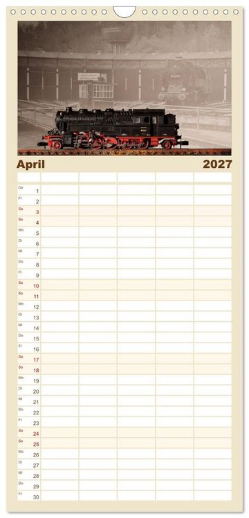 Produktbild: Familienplaner 2027 - Dampflokomotiven in Spur N mit 5 Spalten (Wandkalender, 21 x 45 cm) CALVENDO