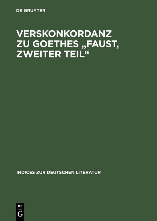 Produktbild: Verskonkordanz zu Goethes "Faust, Zweiter Teil"