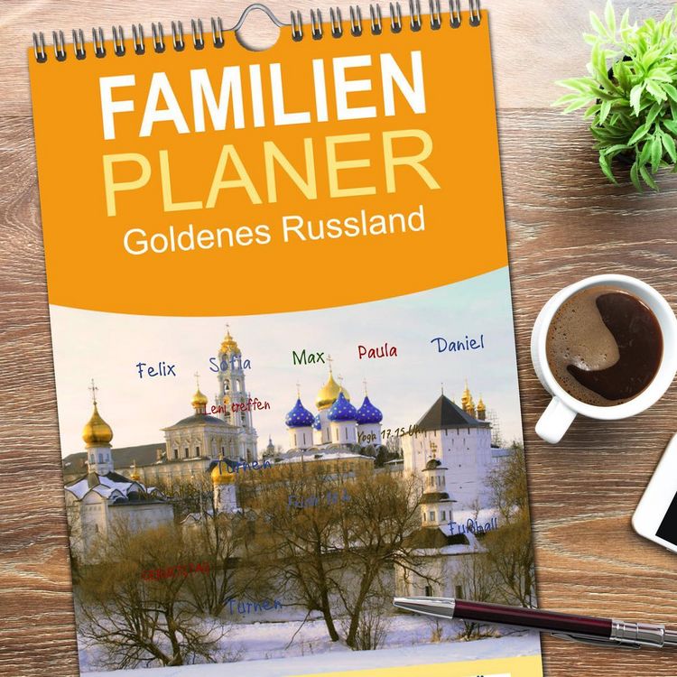 Produktbild: Familienplaner 2026 - Goldenes Russland mit 5 Spalten (Wandkalender, 21 x 45 cm) CALVENDO