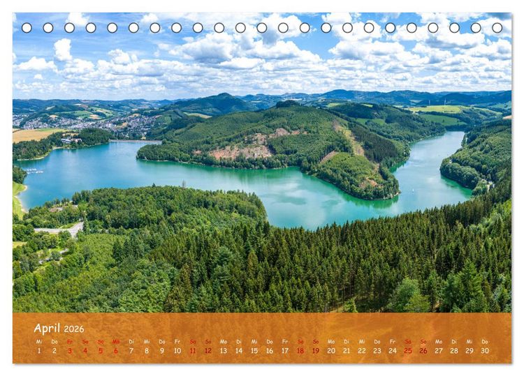 Produktbild: Talsperren der Ruhr und ihrer Nebenfl&uuml;sse aus der Vogelperspektive (Tischkalender 2026 DIN A5 quer), CALVENDO Monatskalender
