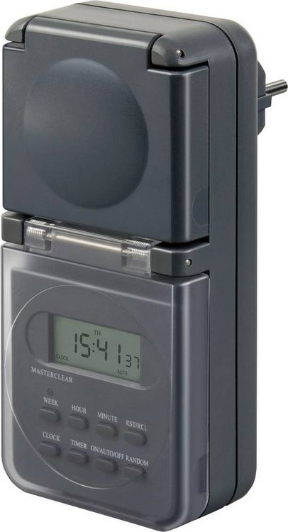 Produktbild: Brennenstuhl 1506706 Steckdosen-Zeitschaltuhr digital Wochenprogramm IP44 EIN/AUS-Programm, Sommer-/Winterzeitumstellung, Zufallsfunktion