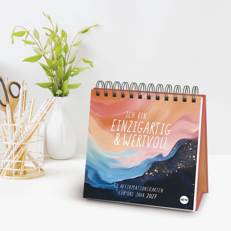 Produktbild: Ich bin einzigartig und wertvoll Premium-Postkartenkalender 2027 - 53 Affirmationskarten f&uuml;r das Jahr