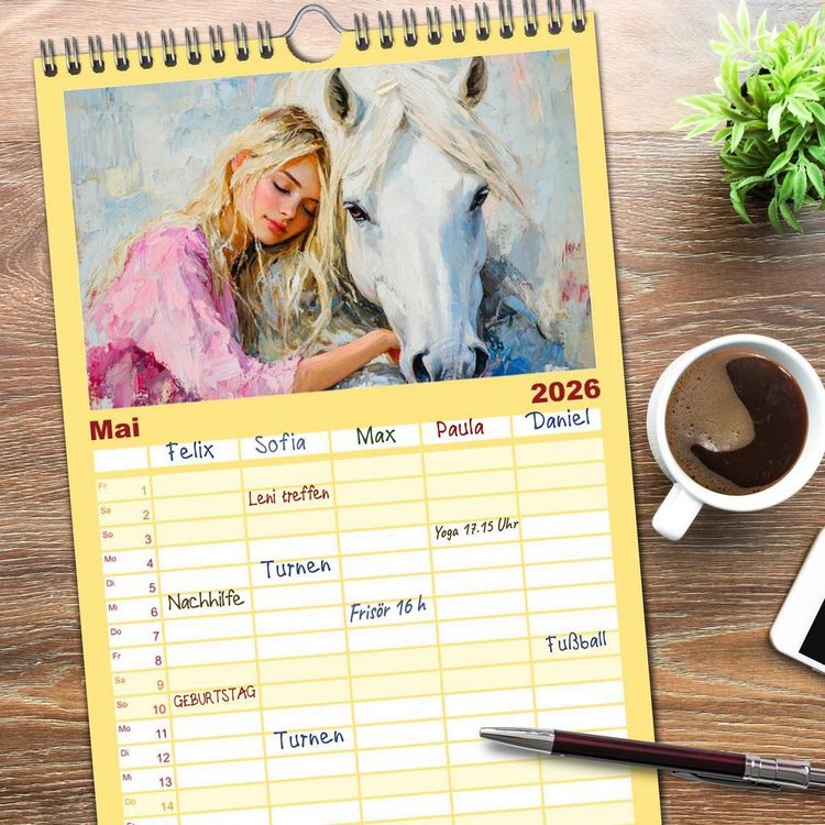 Produktbild: Familienplaner 2026 - Seelenverwandte. Frauen und Pferde. Die Magie der Verbundenheit mit 5 Spalten (Wandkalender, 21 x 45 cm) CALVENDO