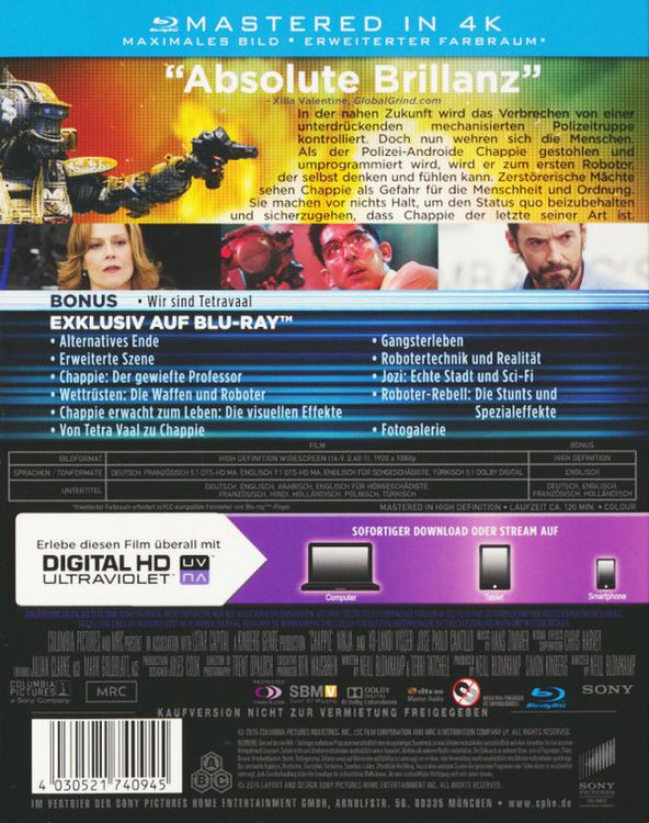 Produktbild: Chappie (Mastered in 4K)