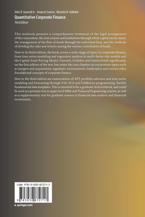 Produktbild: Quantitative Corporate Finance