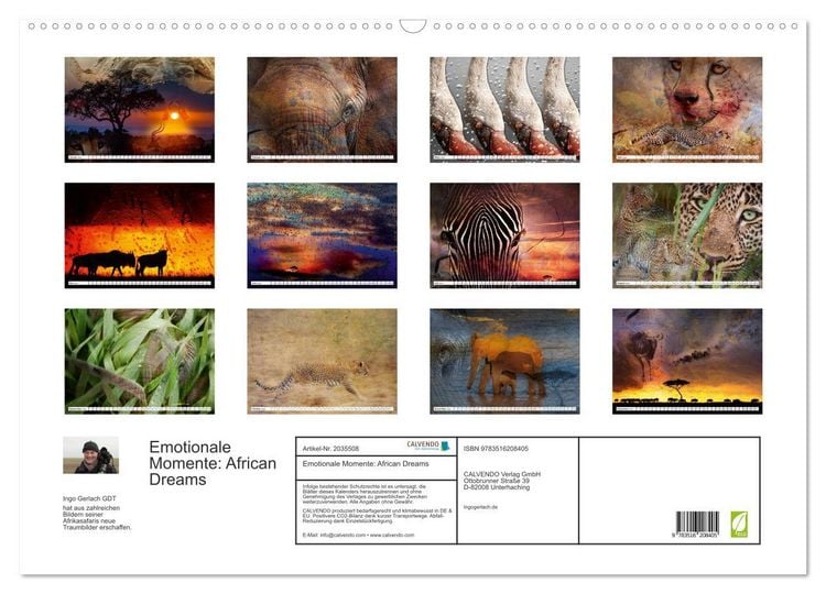 Produktbild: Emotionale Momente: African Dreams (Wandkalender 2026 DIN A2 quer), CALVENDO Monatskalender