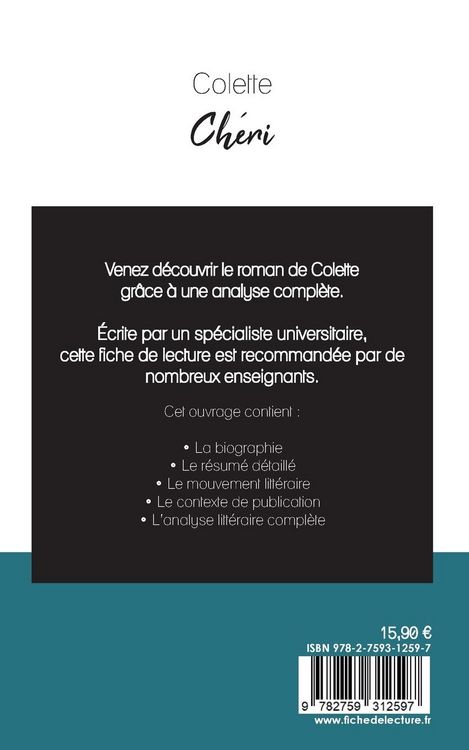 Produktbild: Ch&eacute;ri de Colette (fiche de lecture et analyse compl&egrave;te de l'oeuvre)