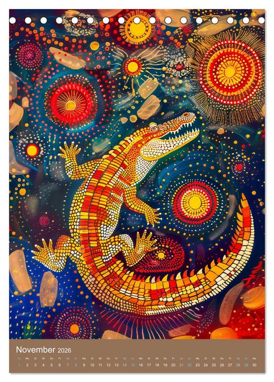 Produktbild: Wildes Australien - Tiere im Stile der Aborigine-Kunst (Tischkalender 2026 DIN A5 hoch), CALVENDO Monatskalender