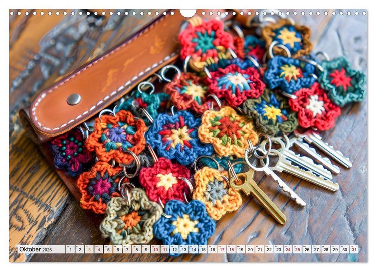 Produktbild: Granny Square Kunst - Ein Jahr voller kreativer H&auml;kelideen (Wandkalender 2026 DIN A3 quer), CALVENDO Monatskalender