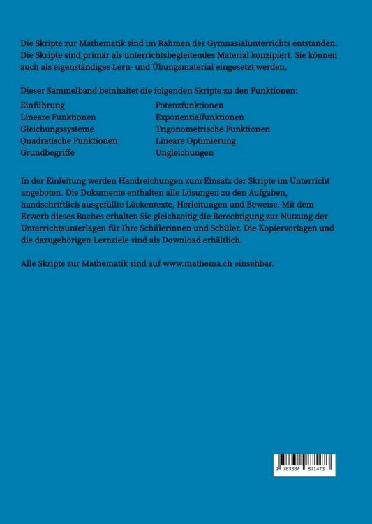 Produktbild: Skripte zur Mathematik - Funktionen