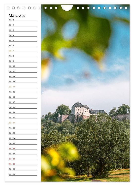 Produktbild: Sachsens Burgen und Schl&ouml;sser - Beschreibbarer Kalender mit Ortsangaben (Wandkalender 2027 DIN A4 hoch), CALVENDO Monatskalender