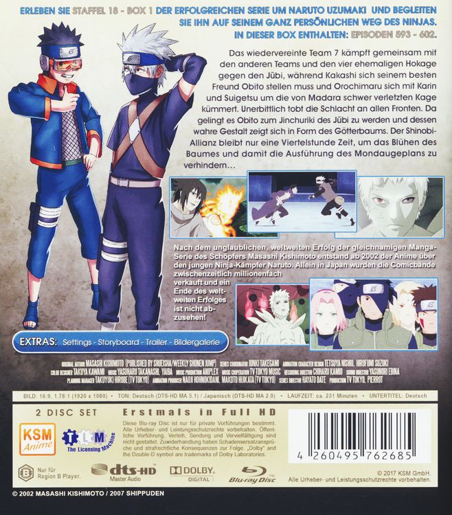 Produktbild: Naruto Shippuden - Der vierte gro&szlig;e Shinobi Weltkrieg - Obito Uchiha/Uncut - Staffel 18.1: Folgen 593-602 [2 BRs]