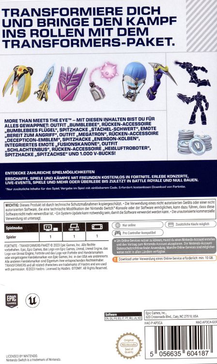 Produktbild: Fortnite - Transformers-Pack