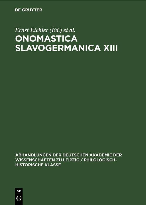 Produktbild: Onomastica Slavogermanica XIII