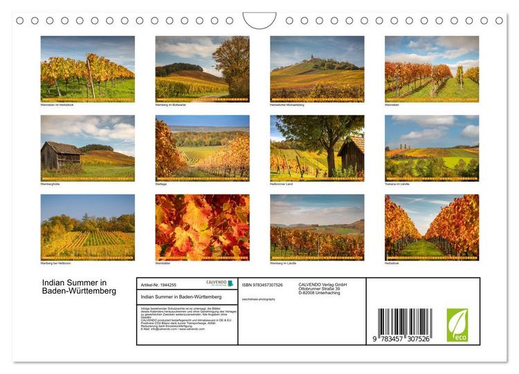 Produktbild: Indian Summer in Baden-W&uuml;rttemberg (Wandkalender 2026 DIN A4 quer), CALVENDO Monatskalender